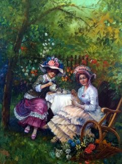 Afternoon Tea 1960 45x35 Original Painting - Fil Mottola Afternoon Tea 1960 45x35 Original Painting - Fil Mottola