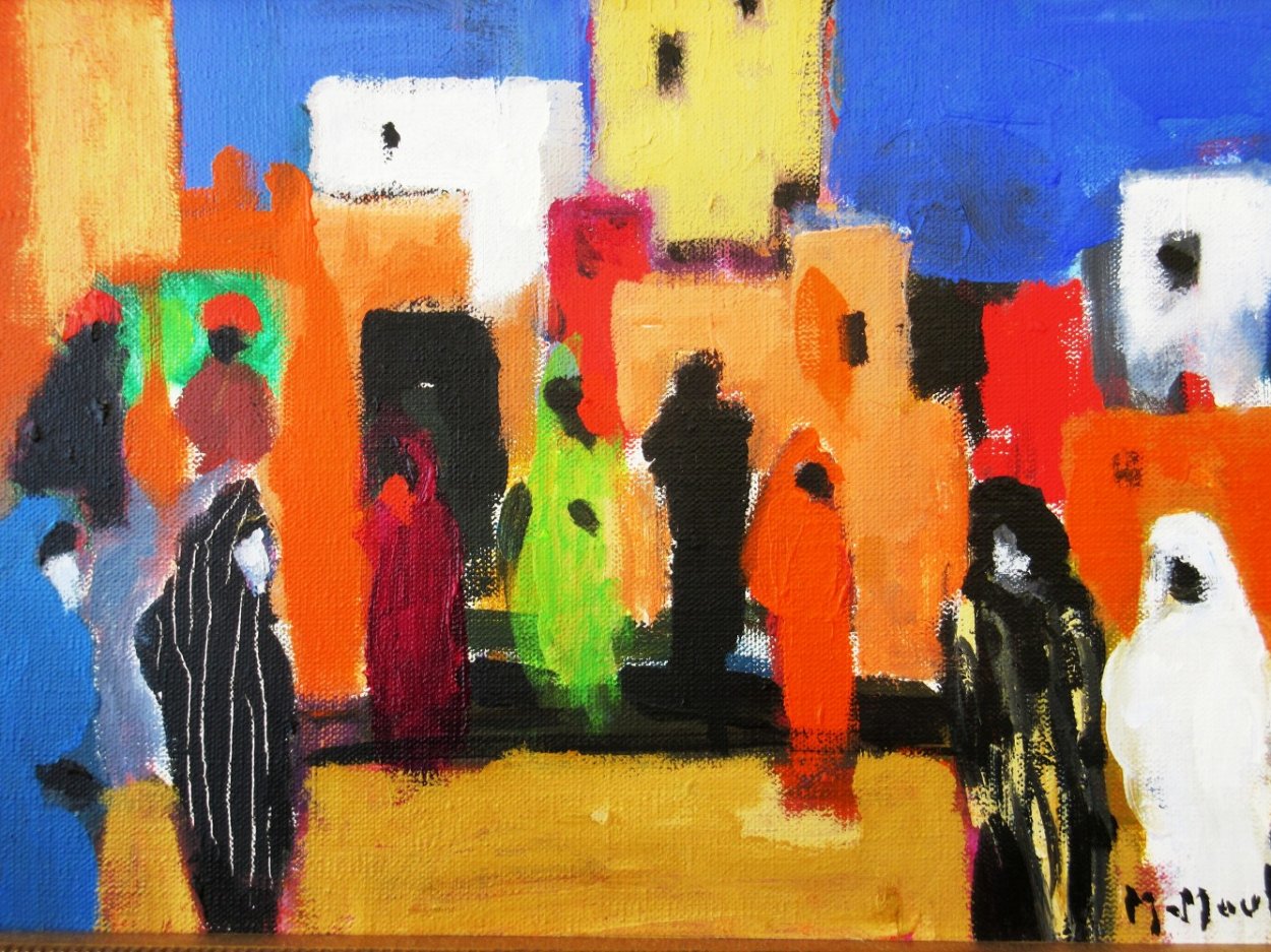 Place Aux Herbes a Marrakech 2004 10x15 Original Painting by Marcel Mouly