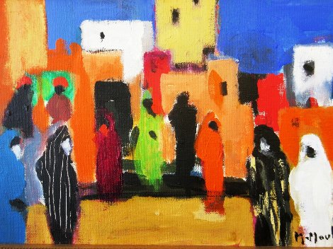 Place Aux Herbes a Marrakech 2004 10x15 Original Painting - Marcel Mouly