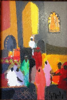 Indous Dans Le Temple 1987 12x15 Original Painting - Marcel Mouly Indous Dans Le Temple 1987 12x15 Original Painting - Marcel Mouly