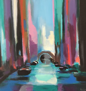Blu Venice 2003 46x46 Super Huge Original Painting - Marcel Mouly Blu Venice 2003 46x46 Super Huge Original Painting - Marcel Mouly