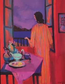 Jeune Fille Regardant La Mer 2006 60x46 Original Painting - Marcel Mouly Jeune Fille Regardant La Mer 2006 60x46 Original Painting - Marcel Mouly