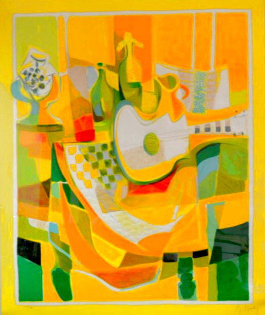 Le Grande Guitare Blanc 1992 - Huge Limited Edition Print by Marcel Mouly