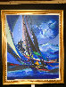 Yachtmen and Grande Nuages 1990 72x59 - Huge Mural Size Original Painting by Marcel Mouly - 1