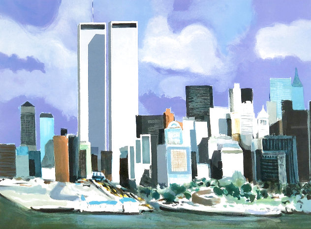 World Trade Center: Battery Park 2004 - New York - Twin Towers - NYC Limited Edition Print by Marcel Mouly