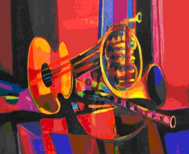 Guitar and Horn in Harmony 2004 - Huge Limited Edition Print by Marcel Mouly