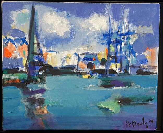 Amsterdam Bleu 2004 10 X 13  - Netherlands - Signed Twice Original Painting - Marcel Mouly