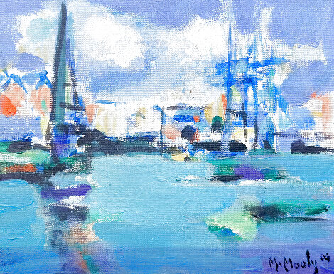 Amsterdam Bleu 2004 9x11 - Netherlands - Signed Twice Original Painting - Marcel Mouly