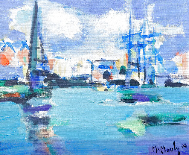 Amsterdam Bleu 2004 9x11 - Netherlands - Signed Twice Original Painting by Marcel Mouly