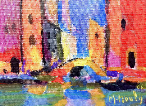 Venice Rouge 2006 7x9 - Italy Original Painting - Marcel Mouly