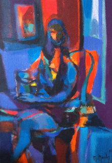 Jeune Femme Au Geuribon 1971 16x11 Original Painting - Marcel Mouly Jeune Femme Au Geuribon 1971 16x11 Original Painting - Marcel Mouly