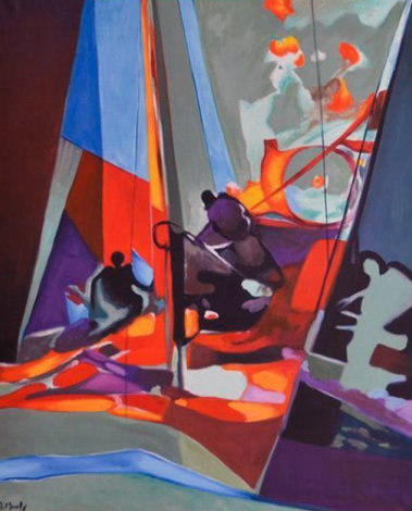 Regates De Nuit 1992 Original Painting - Marcel Mouly