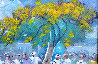 Baile De Bomba Y Plena Bajo Flamboyan Amarillo 1980 11x14 Original Painting by Ivan Moura - 2