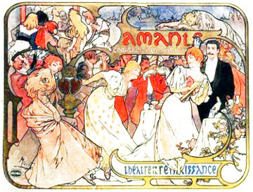Amants - Theatre De La Renaissance 1895 Limited Edition Print - Alphonse Mucha Amants - Theatre De La Renaissance 1895 Limited Edition Print - Alphonse Mucha