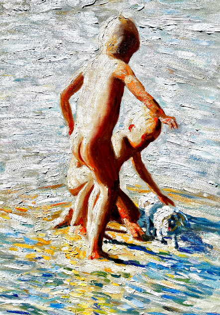 Boys on the Beach 2016 46x34 - Huge Original Painting by Olga Mukhina