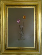 2 Tulips in a Glass 2000 42x30 Super Huge Original Painting by Javier Mulio - 1 2 Tulips in a Glass 2000 42x30 Super Huge Original Painting by Javier Mulio - 1