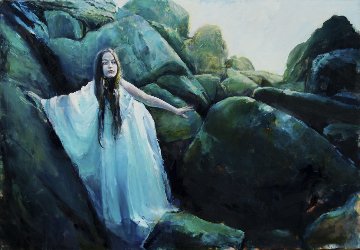 Mermaid Has Climber To Shore, She Waits For the Prince Who Will Bring Immortality. Original Painting - Kristian Mumford Mermaid Has Climber To Shore, She Waits For the Prince Who Will Bring Immortality. Original Painting - Kristian Mumford