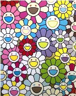 A Little Flower Painting: Yellow, White, And Purple Flowers  Limited Edition Print by Takashi Murakami - 1