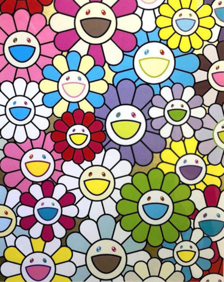 A Little Flower Painting: Yellow, White, And Purple Flowers  Limited Edition Print by Takashi Murakami