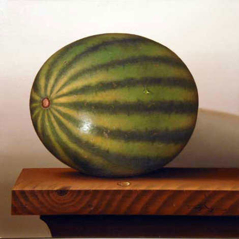 Nu Realism Still Life 36x36 (Watermelon) Original Painting - Mario Myung