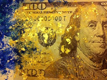 Benjamin Franklin in Gold 2016 28x26 Original Painting - Linda Naili Benjamin Franklin in Gold 2016 28x26 Original Painting - Linda Naili