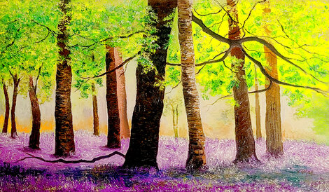 Lavender Field 2015 - Framed Embellished Giclee on Canvas - Huge Limited Edition Print - David Najar