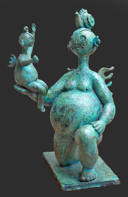 Gordita Con Nina Bronze Sculpture 1995 19 in Sculpture by Hector Najera