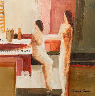 At the Jazz Bar 30x30 Original Painting by Adriana Naveh - 0 At the Jazz Bar 30x30 Original Painting by Adriana Naveh - 0