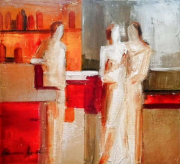 Casual Meeting 2010 15x15 Original Painting by Adriana Naveh