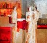 Casual Meeting 2010 15x15 Original Painting by Adriana Naveh - 0