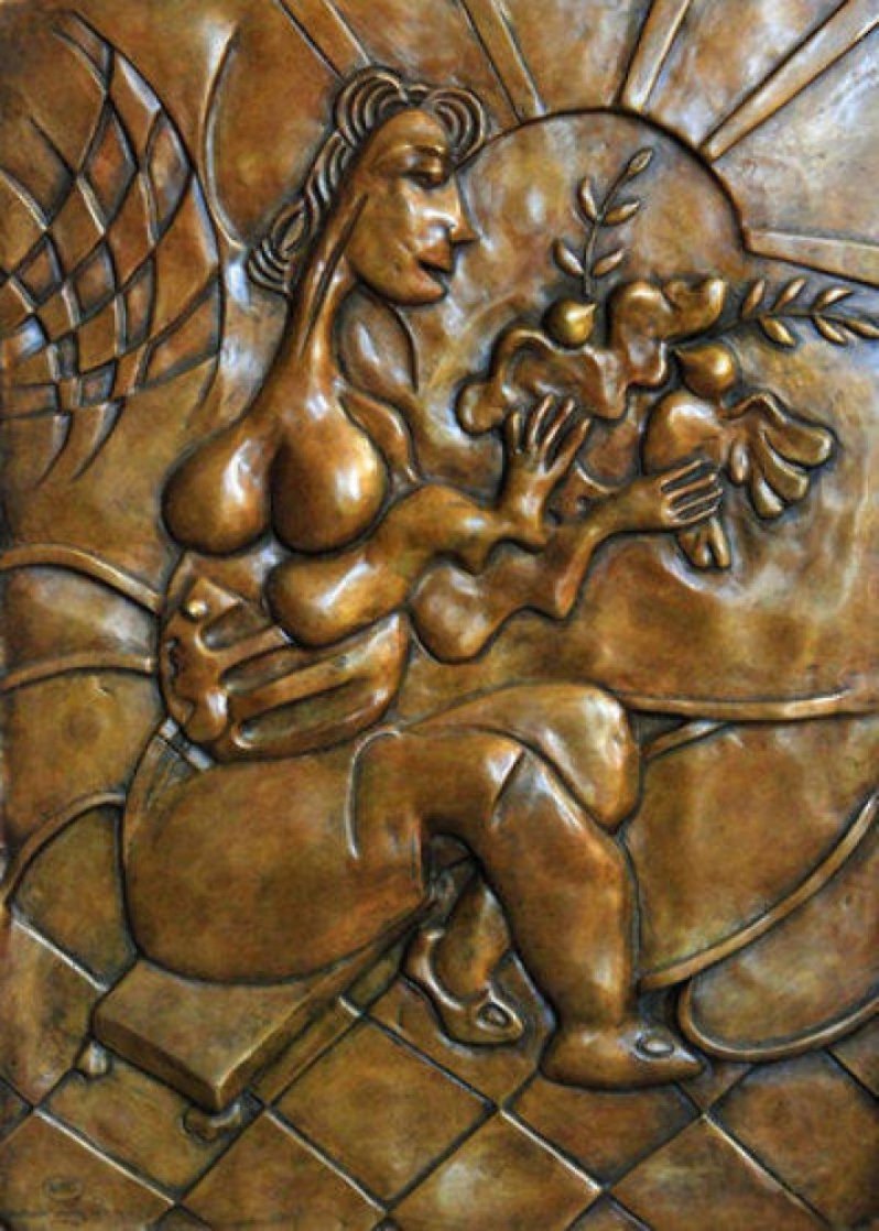 Let There Be Peace Bronze Bas Relief Sculpture 2008 Sculpture by Alexandra Nechita