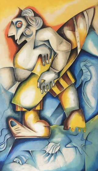 Alexandra Nechita、Moody Guitarist、希少画集画 Alexandra Nechita、Moody Guitarist、希少画集画