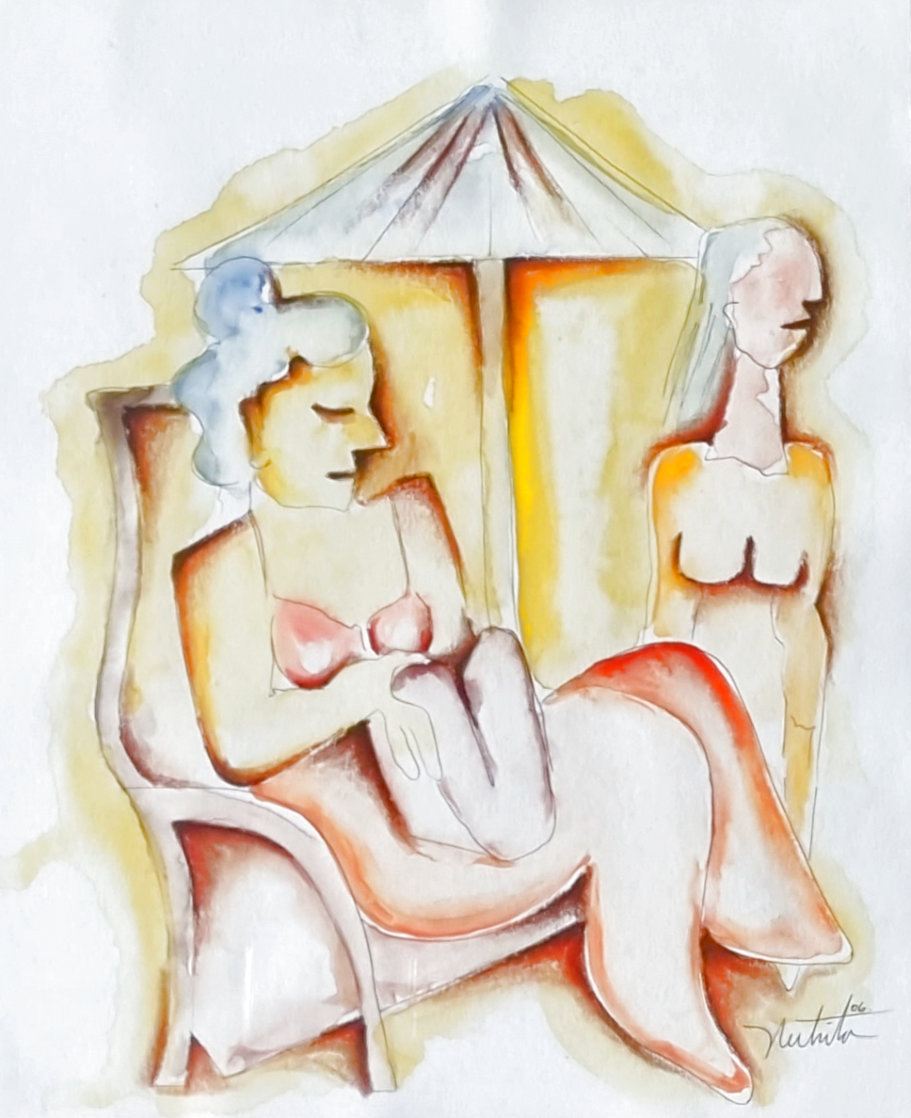 Who's Side of the Fence Are You? Watercolor 2006  20x15 Original Painting by Alexandra Nechita