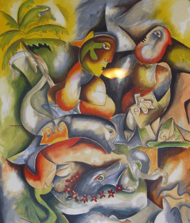 Swimming with Dolphins 1998 Limited Edition Print - Alexandra Nechita Swimming with Dolphins 1998 Limited Edition Print - Alexandra Nechita