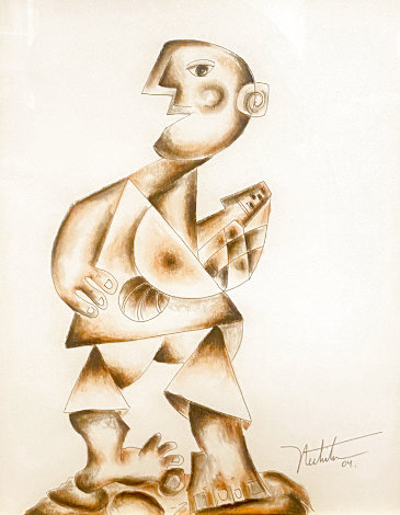 Man with Guitar 2004 11x19 Drawing - Alexandra Nechita