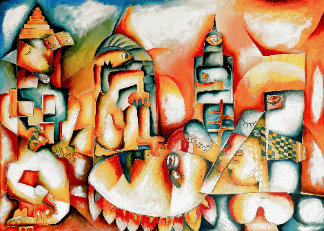 Skyline 1997 70x86 - Huge Mural Size Original Painting - Alexandra Nechita