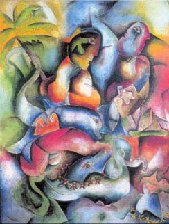 Swimming with Dolphins 1998 Limited Edition Print - Alexandra Nechita Swimming with Dolphins 1998 Limited Edition Print - Alexandra Nechita