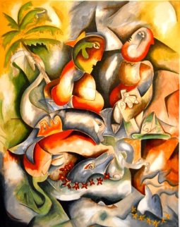 Swimming With Dolphins AP 1998 Limited Edition Print - Alexandra Nechita Swimming With Dolphins AP 1998 Limited Edition Print - Alexandra Nechita