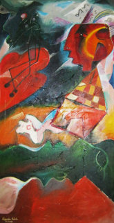 Volcanic Symphony 1995 73x39 (early) Original Painting - Alexandra Nechita Volcanic Symphony 1995 73x39 (early) Original Painting - Alexandra Nechita
