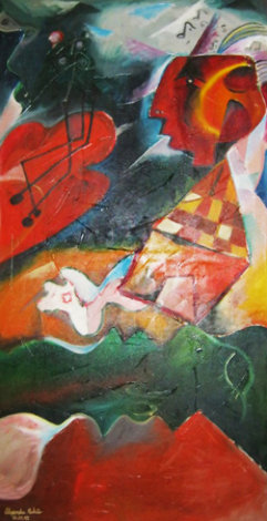 Volcanic Symphony 1995 73x39 (early) Huge Original Painting - Alexandra Nechita