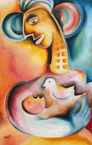 Peace Within Me 2005 43x31 - Huge Early Painting Original Painting - Alexandra Nechita