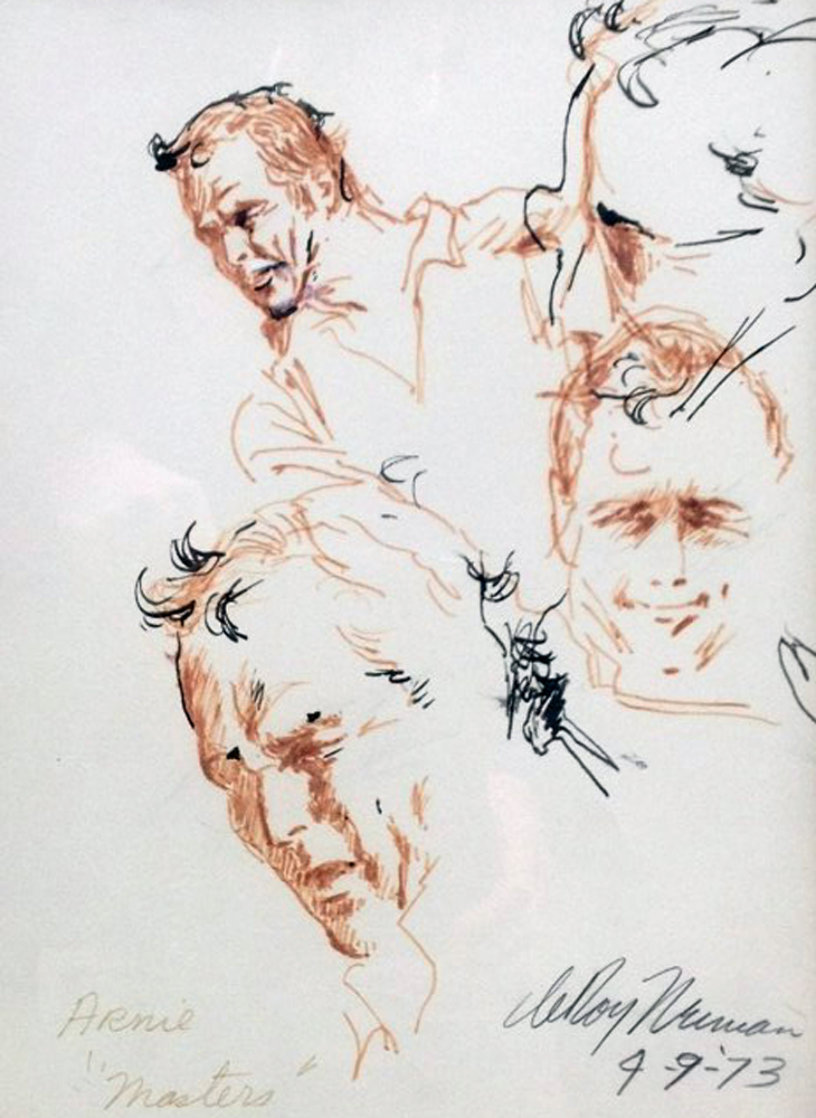 Arnie at the 1973 Masters Drawing 23x19 Arnold Palmer Drawing by LeRoy Neiman