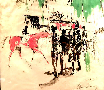 Hialeah Racetrack in Florida Mixed Media 1959 29x27 Works on Paper (not prints) - LeRoy Neiman