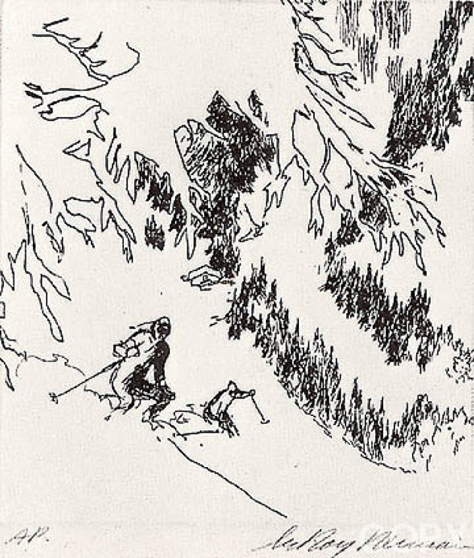 Ski Etchings, Set of Five AP Limited Edition Print by LeRoy Neiman Ski Etchings, Set of Five AP Limited Edition Print by LeRoy Neiman