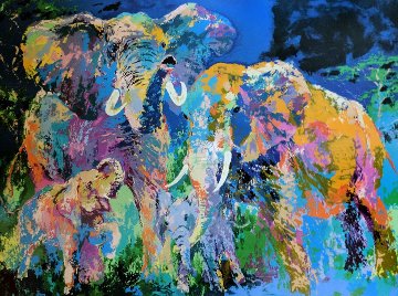 Elephant Family 1984 Limited Edition Print - LeRoy Neiman Elephant Family 1984 Limited Edition Print - LeRoy Neiman