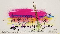 Leaning Colonnade At Place Vendome 2001 14x17 Original Painting by LeRoy Neiman - 0