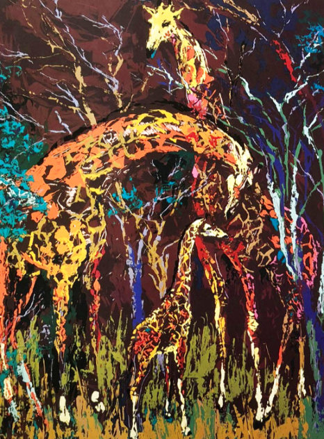 Giraffe Family 1974 - Huge Limited Edition Print by LeRoy Neiman