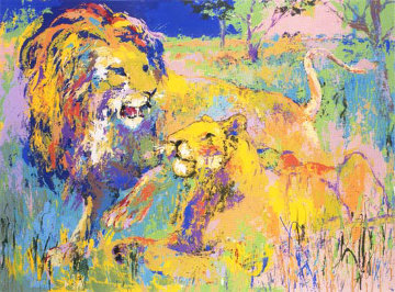 Lion Couple 1981 Limited Edition Print - LeRoy Neiman Lion Couple 1981 Limited Edition Print - LeRoy Neiman