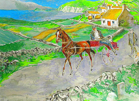 Nostalgic Journey Irish Landscape 1980 - Huge - Ireland Limited Edition Print - LeRoy Neiman