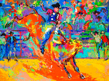 Adriano, World Champion Bull Rider on Little Yellow Jacket 2007 Limited Edition Print - LeRoy Neiman Adriano, World Champion Bull Rider on Little Yellow Jacket 2007 Limited Edition Print - LeRoy Neiman